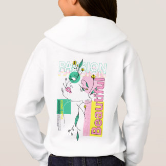 Dicke grafische Hoodie für Mädchen - Weiß, Fun Flo