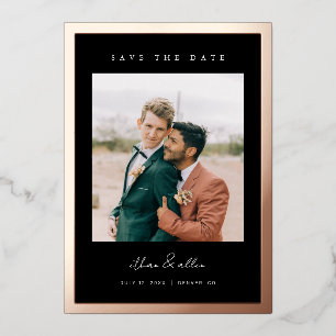Dicke Grenzfolie Save the Date Minimale Foto-Karte Folieneinladung