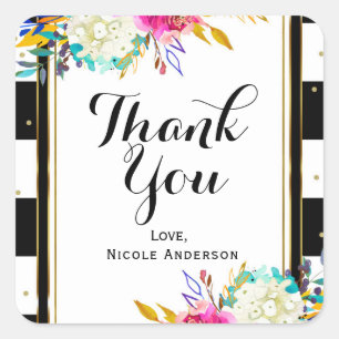 Dicke, helle, farbenfrohe schwarze und weiße Strei Quadratischer Aufkleber