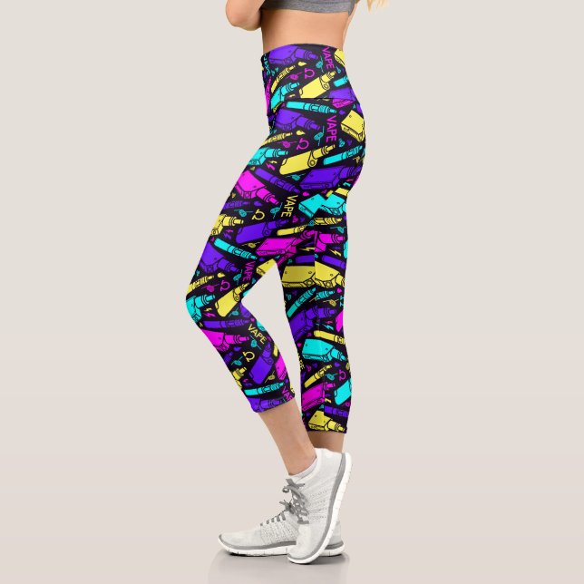 Dicke, helle Vape-Muster Capri Leggings (Links)