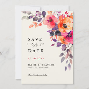 Dicke, hellrosa Orangefarbene Blumenzehen Save The Date