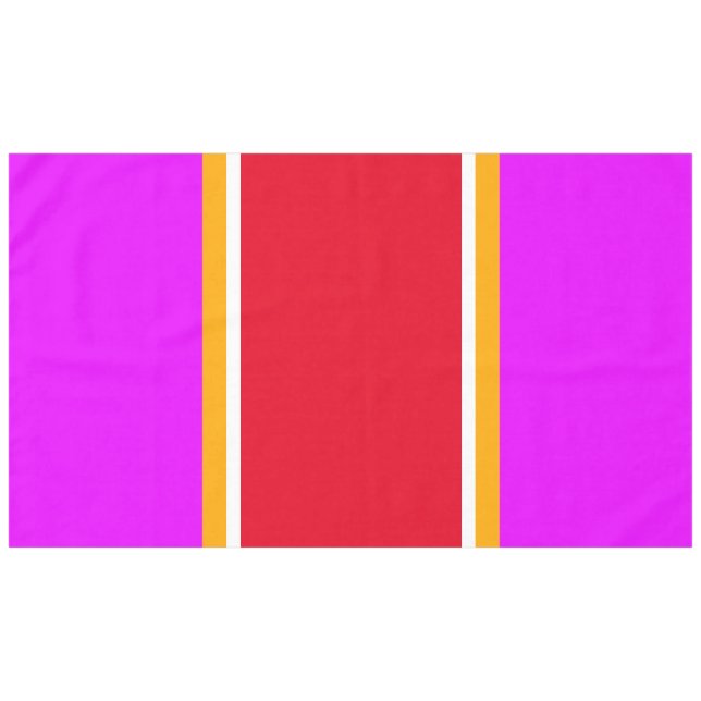 Dicke, hellrosa, rot-gelb-weiße Streifen Tischdecke (Vorderseite (Horizontal))