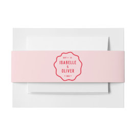 Dicke, hellrosa Rot Squiggle Wavy Retro Hochzeit Einladungsbanderole