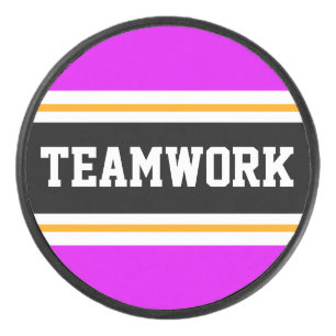 Dicke, hellrosa, schwarze TEAMWORK Racing Stripes Eishockey Puck