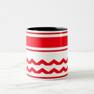 Dicke horizontale rote Streifen mit Zigzag-Muster Zweifarbige Tasse