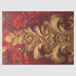 Dicke Imitate Gold Barockschmuck Bordeaux Blume Seidenpapier