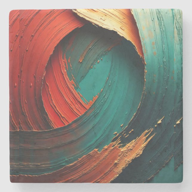 Dicke Impasto-Öl gemalte Abstraktion Steinuntersetzer (Vorderseite)