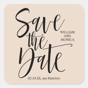 Dicke kalligraphische Schwarze Creme Beige moderne Quadratischer Aufkleber