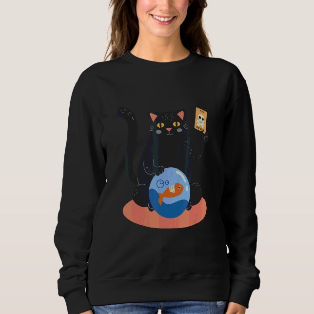 Dicke Katze Killerfisch-Todeskarte Sweatshirt (Vorderseite)