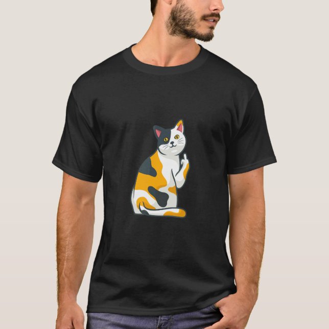 Dicke Katze Mittelfinger T-Shirt (Vorderseite)
