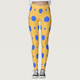 Dicke Leggings aus Blue und Gold Polka Dot Pattern