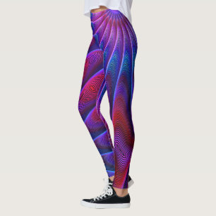 Dicke Lila blaufarbige Fraktal-Linien Leggings