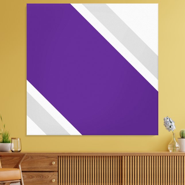 Dicke, Lila, graue Streifen auf Weiß Leinwanddruck (Insitu (Wohnzimmer))