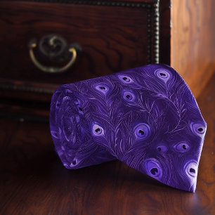 Dicke Lila Necktie mit stilisierten Pfauenfedern Krawatte