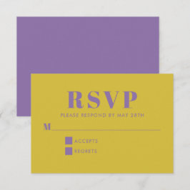 Dicke Lila und gelbe Typografie Moderne Hochzeit RSVP Karte