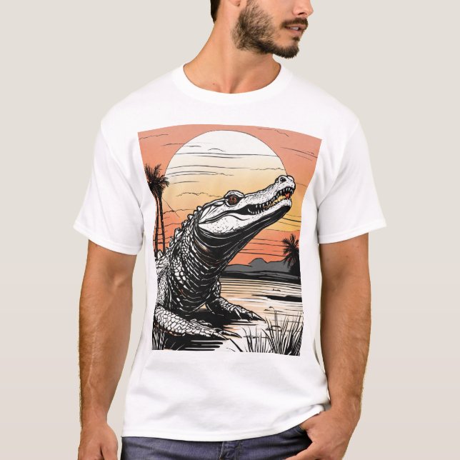 Dicke Linie Zeichnend: Alligator-Silhouette bei So T-Shirt (Vorderseite)