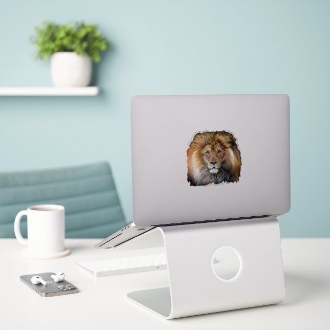 Dicke Lion Sticker Cut-out (Laptop auf Schreibtisch)