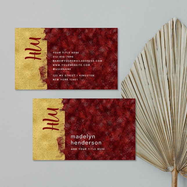 Dicke Luxusschmuck Ruby Gold Brush Monogram Visitenkarte (Von Creator hochgeladen)