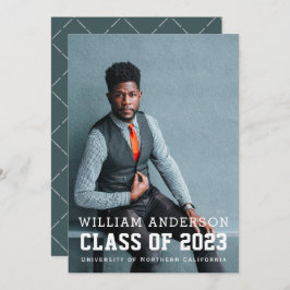 Dicke Minimalistische Foto Navy Blue Graduation Pa Einladung