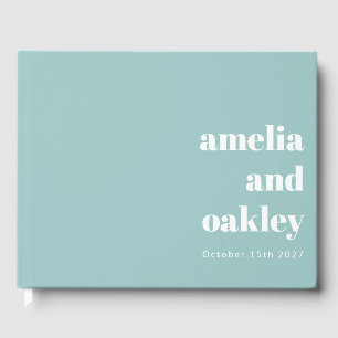 Dicke Minimalistische moderne Aqua Blue Custom Wed Gästebuch