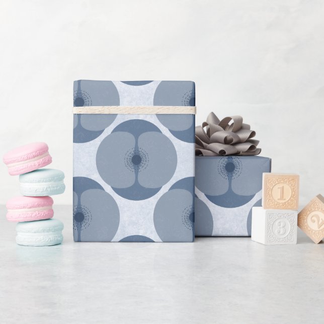 Dicke Minimalistische Mohn Texturierte Blauer Geschenkpapier (Babyparty)