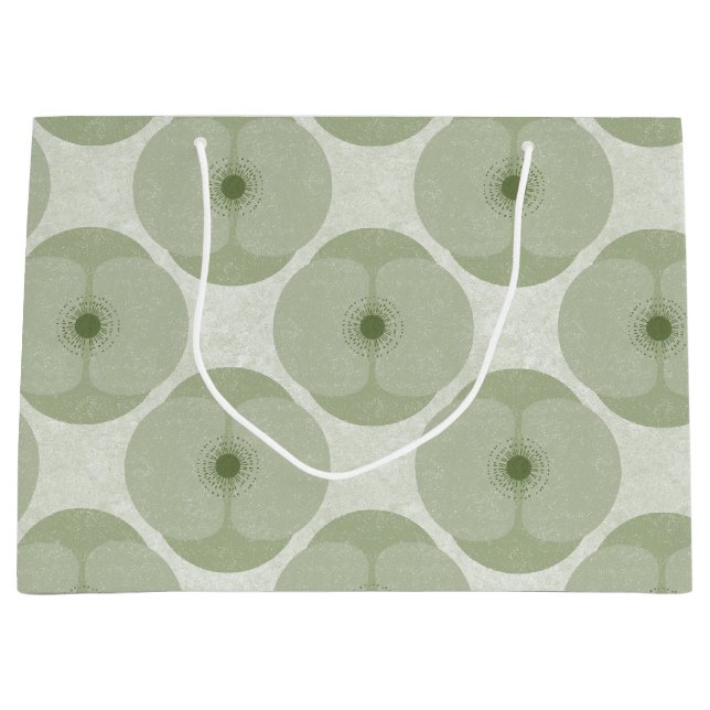 Dicke Minimalistische Mohn Texturierte Blumengrün Große Geschenktüte (Vorderseite)