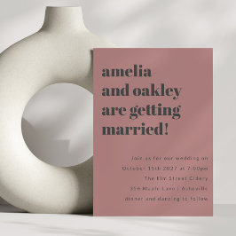 Dicke Minimalistische Rose Gray Retro Simple Weddi Einladung