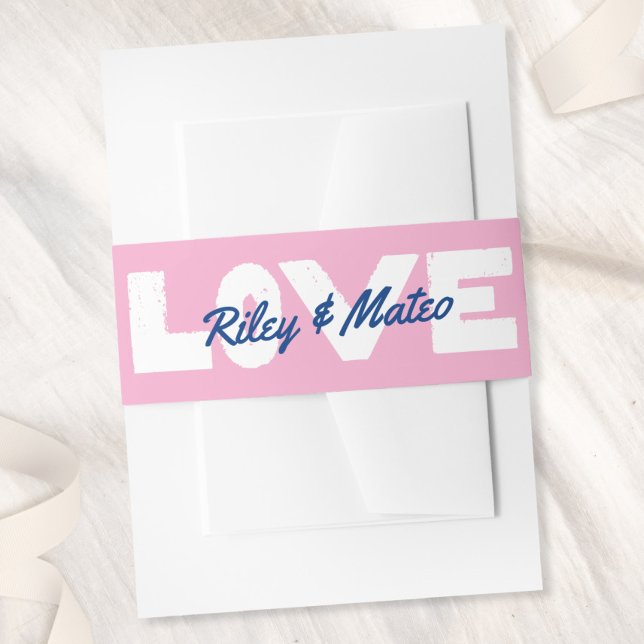 Dicke moderne Art Funky farbenfrohe blaue rosa Hoc Einladungsbanderole (Von Creator hochgeladen)