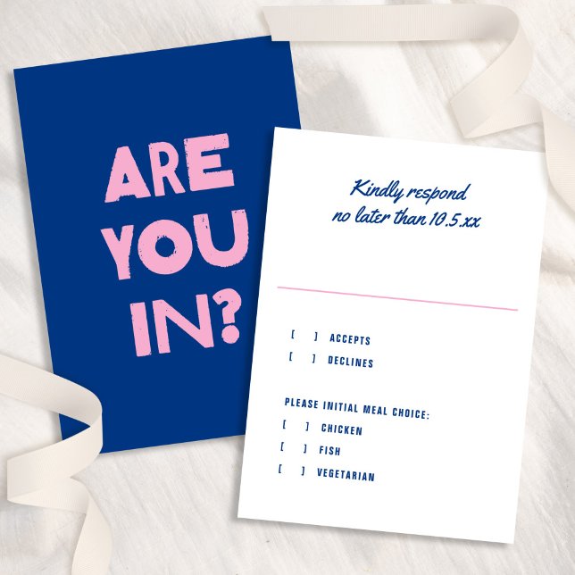 Dicke moderne Art Funky farbenfrohe blaue rosa Hoc RSVP Karte (Von Creator hochgeladen)