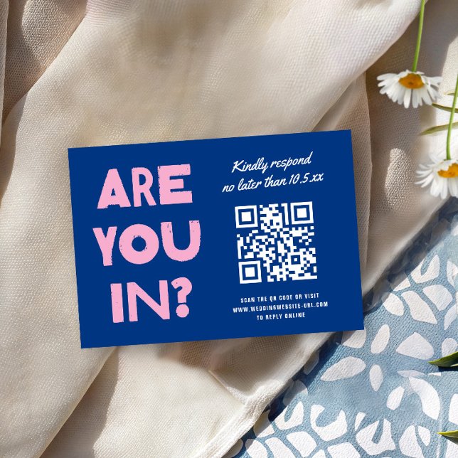 Dicke moderne Art Funky farbenfrohe QR CODE Hochze RSVP Karte (Von Creator hochgeladen)