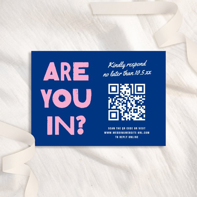 Dicke moderne Art Funky farbenfrohe QR CODE Hochze RSVP Karte (Von Creator hochgeladen)