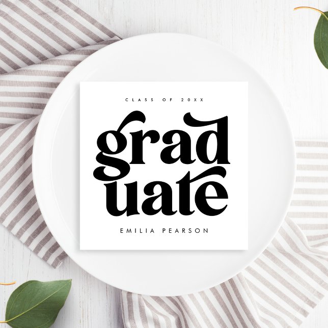 Dicke moderne Art White Graduation Party Napkins Serviette (Von Creator hochgeladen)