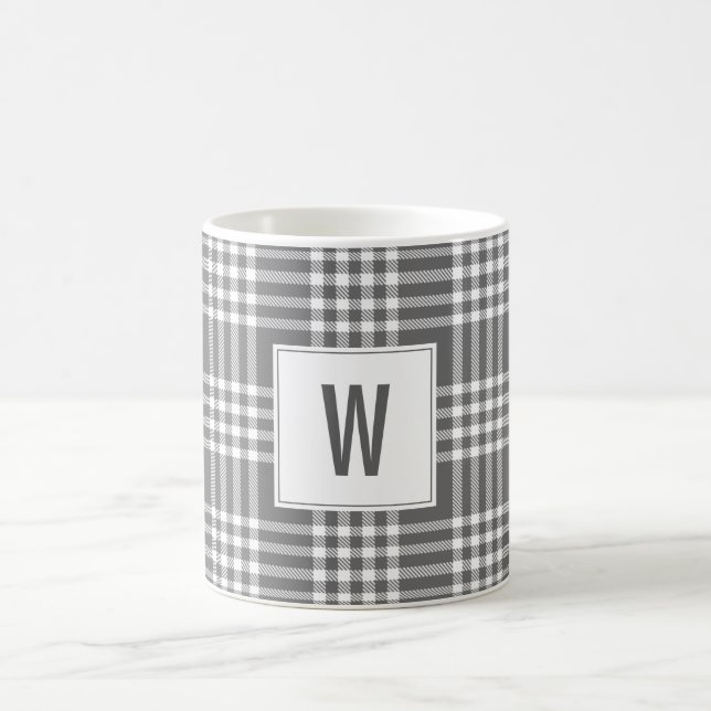 Dicke moderne Kariert Holiday Monogram Coffee Tass Kaffeetasse (Mittel)