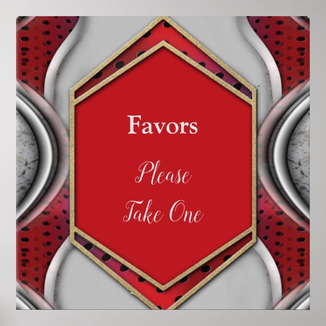 Dicke moderne Metallic 3D Red Gray Texture Look Poster (Vorne)