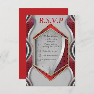 Dicke moderne Metallic 3D Red Gray Texture Look RSVP Karte