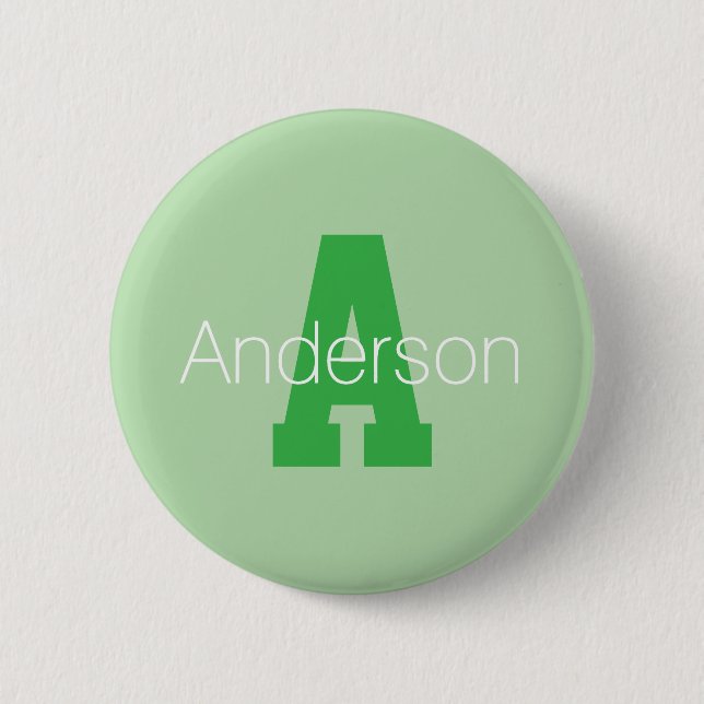Dicke moderne Monogramm | Pale & Kelly Green Button (Vorderseite)