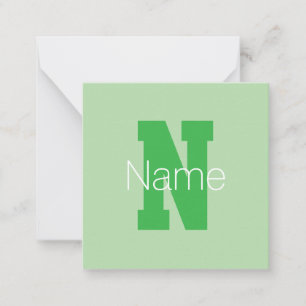 Dicke moderne Monogramm   Pale & Kelly Green Mitteilungskarte