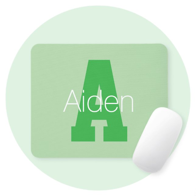 Dicke moderne Monogramm | Pale & Kelly Green Mousepad (Von Creator hochgeladen)