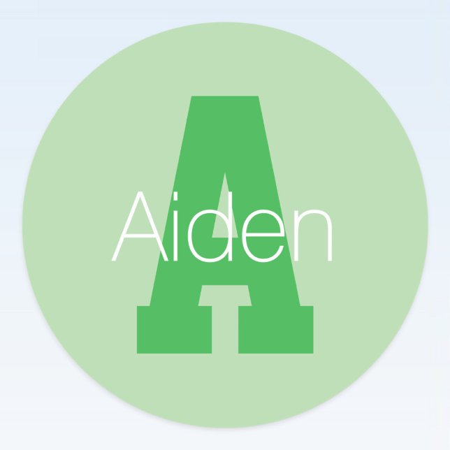 Dicke moderne Monogramm | Pale & Kelly Green Runder Aufkleber (Von Creator hochgeladen)