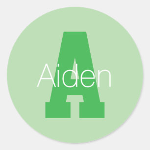 Dicke moderne Monogramm   Pale & Kelly Green Runder Aufkleber