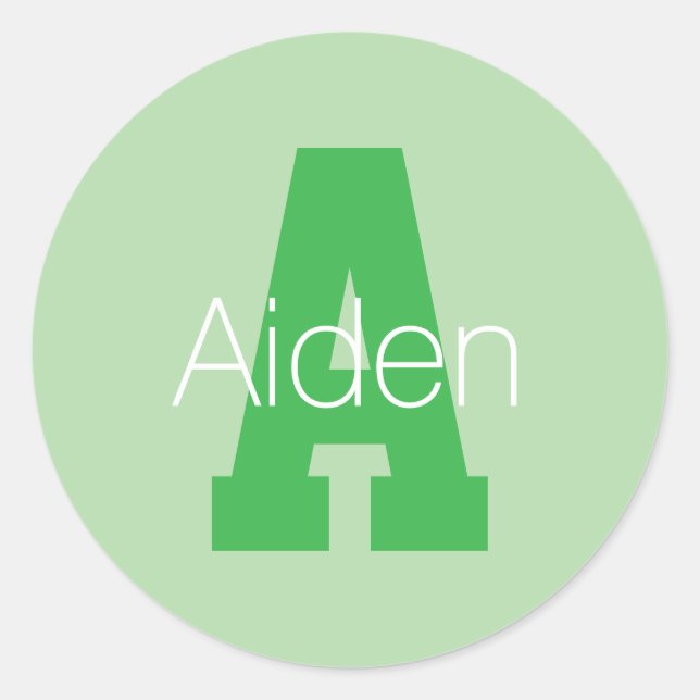 Dicke moderne Monogramm | Pale & Kelly Green Runder Aufkleber (Vorderseite)