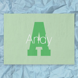 Dicke moderne Monogramm | Pale & Kelly Green Seidenpapier