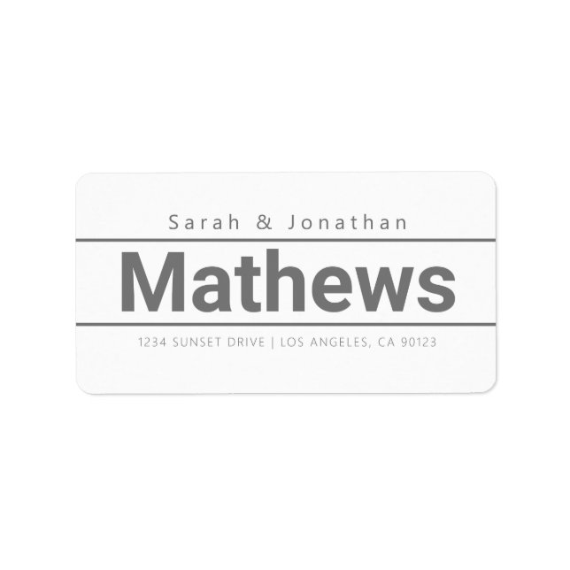 Dicke moderne Rücksendeadresse in Weiß und Grau Adressaufkleber (Vorne)