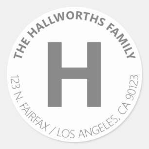 Dicke moderne Rücksendeadresse in Weiß und Grau Runder Aufkleber