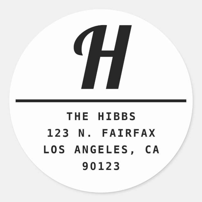 Dicke moderne Schwarz-Weiß-Rücksendeadresse Runder Aufkleber (Vorderseite)