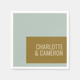 Dicke moderne Typografie Blau- und Olivenhochzeit Serviette