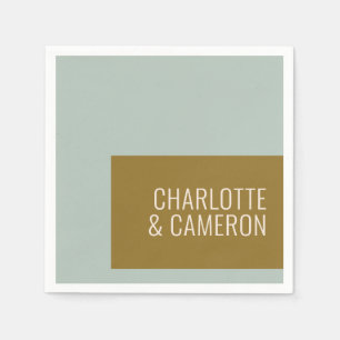Dicke moderne Typografie Blau- und Olivenhochzeit Serviette