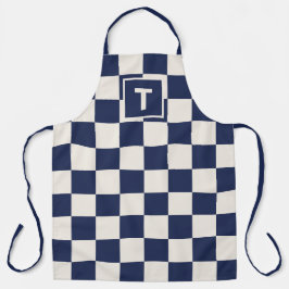 Dicke Monogram Navy Creme Prüfmuster Schürze