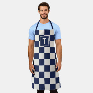 Dicke Monogram Navy Creme Prüfmuster Schürze
