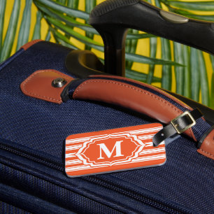 Dicke Monogramm mit Orange Streifen Gepäckanhänger